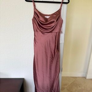 Revelry bridesmaid ember satin dress in cinnamon rose 708 size 0 (NWT)
